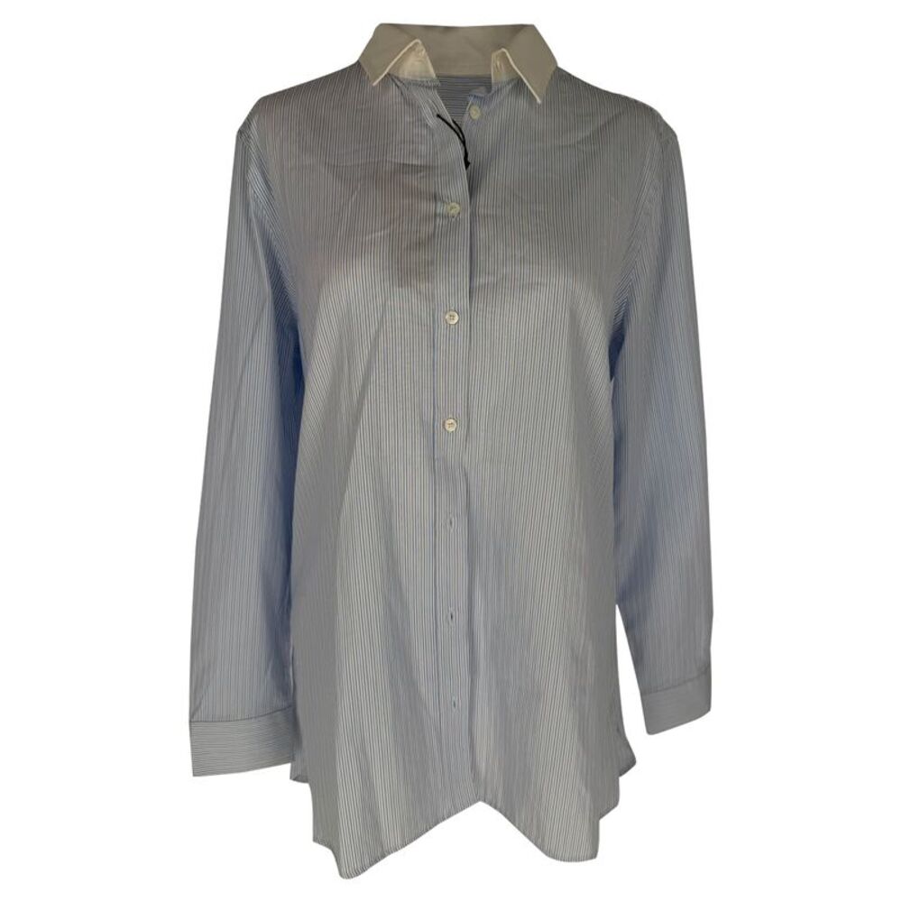 Burberry Striped Button-Down Shirt in Blue Cotton